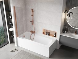 Mexen Mist параван за баня с 1 крило 50 x 150 см, прозрачен, четкан мед - 8A9-050-001-65-00