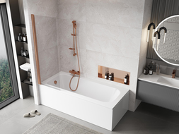 Mexen Mist параван за баня, еднокрилен, 60 x 150 см, прозрачен, четкана мед - 8A9-060-001-65-00