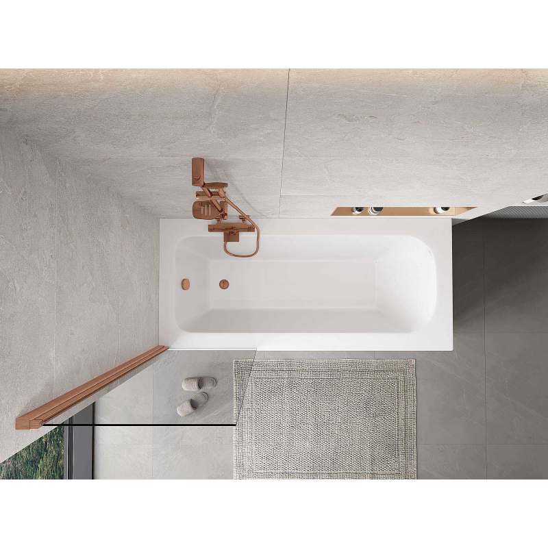 Mexen Mist параван за баня, еднокрилен, 60 x 150 см, прозрачен, четкана мед - 8A9-060-001-65-00