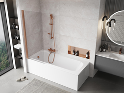 Mexen Mist параван за вана с 1 крило 70 x 150 см, прозрачен, четкана мед - 8A9-070-001-65-00