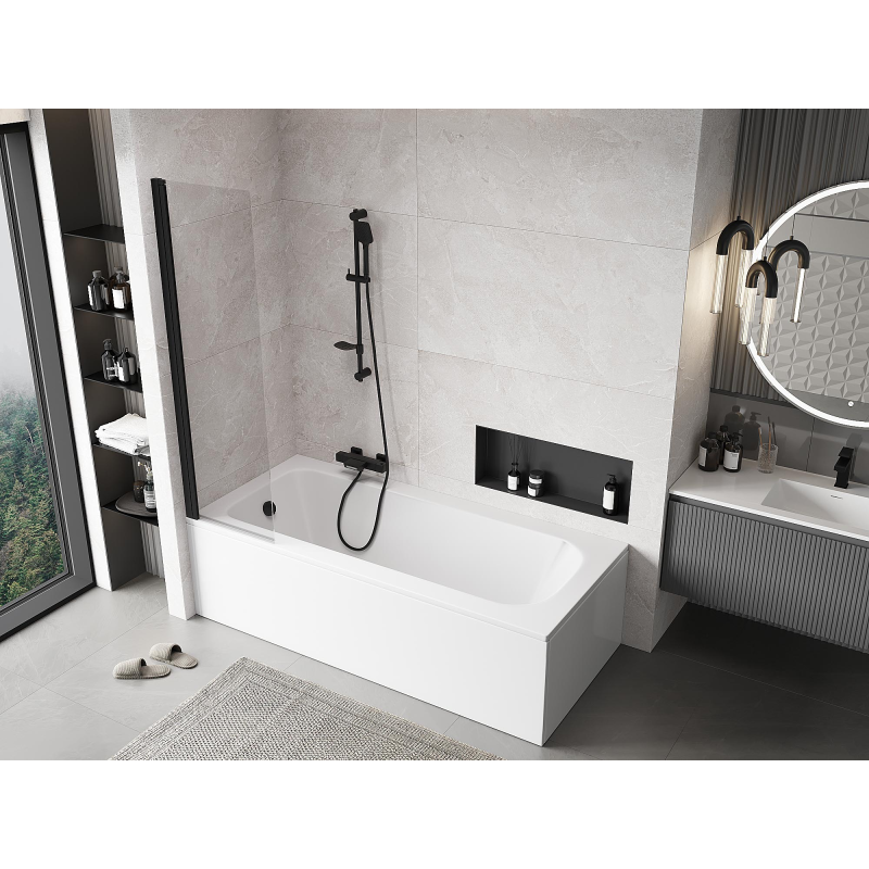 Mexen Mist параван за вана с 1 крило 50 x 150 см, прозрачна, черна - 8A9-050-001-70-00