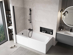 Mexen Mist параван за вана 1-крилен 80 x 150 см, прозрачен, черен - 8A9-080-001-70-00