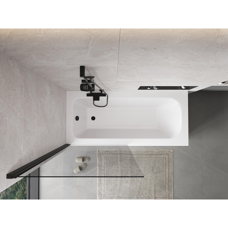 Mexen Mist параван за вана с 1 крило 90 x 150 см, прозрачен, черен - 8A9-090-001-70-00