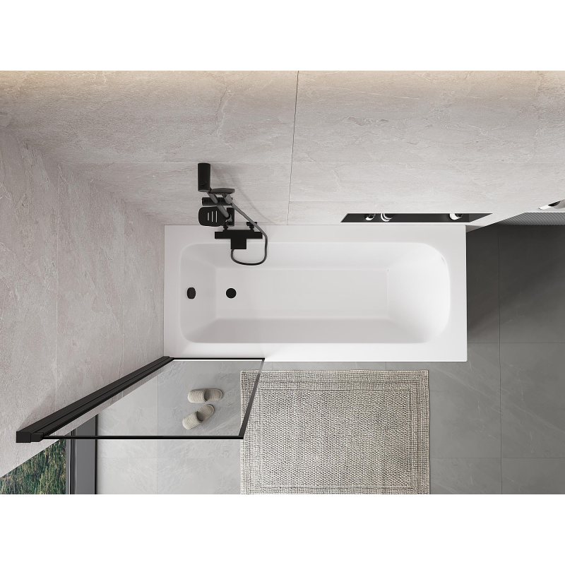 Mexen Mist вана екран 1-крилен ляв 60 x 150 см, черна рамка, черен - 8A9-060-001-70-70-L