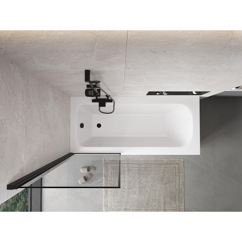 Mexen Mist единичен параван за баня ляв 70 x 150 см, черна рамка, черен - 8A9-070-001-70-70-L