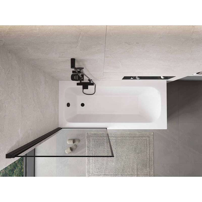 Mexen Mist параван за вана 1-крилен ляв 80 x 150 см, черна рамка, черен - 8A9-080-001-70-70-L