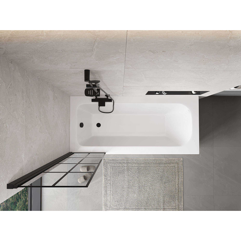 Mexen Mist параван за вана 1-крилен ляв 50 x 150 cm, черна мрежа, черен - 8A9-050-001-70-77-L