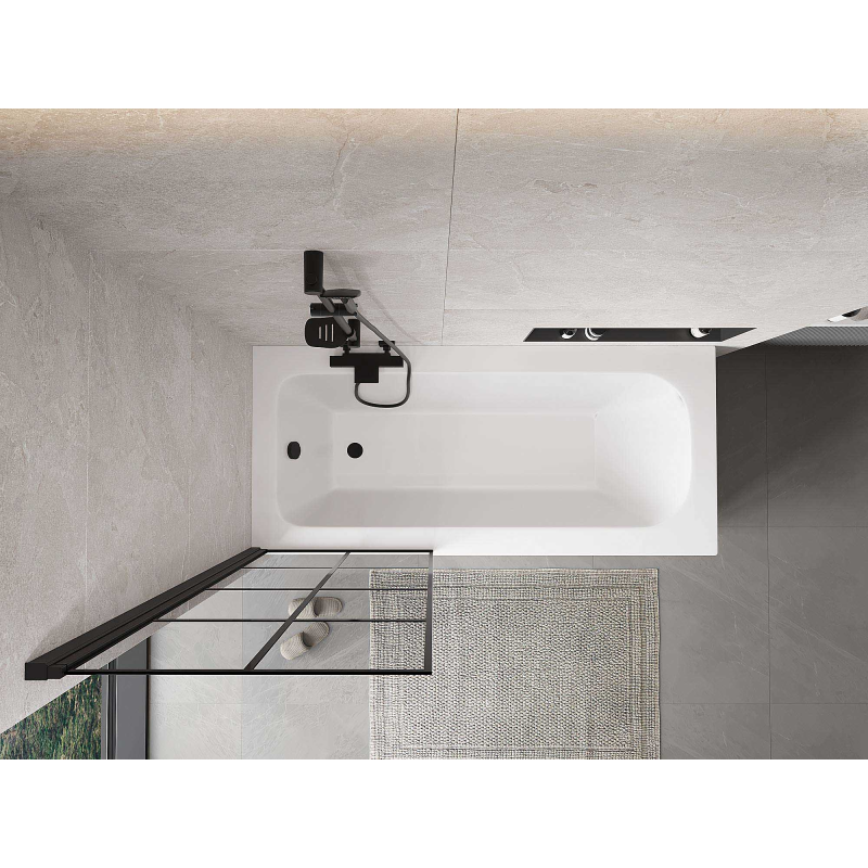 Mexen Mist параван за вана 1-крилен ляв 70 x 150 см, черна решетка, черен - 8A9-070-001-70-77-L