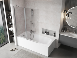 Mexen Mist параван за вана 2-крилен 130 x 150 см, прозрачен, хром - 8A9-130-011-01-00