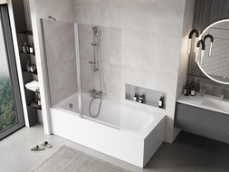 Mexen Mist двукрилен параван за вана 140 x 150 см, прозрачен, хром - 8A9-140-011-01-00