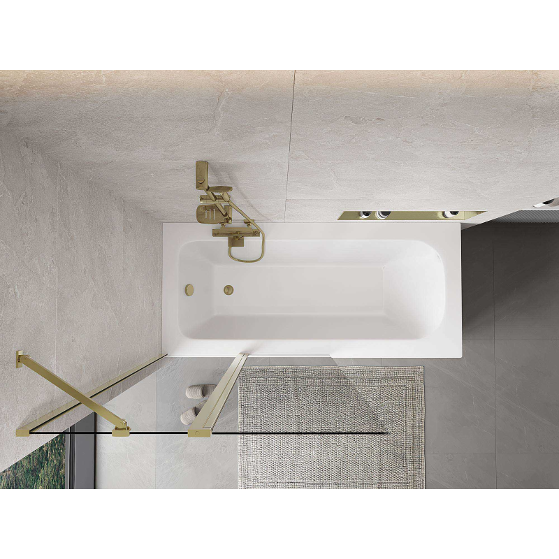 Mexen Mist параван за вана 2-крилен 100 x 150 см, прозрачен, златист - 8A9-100-011-50-00