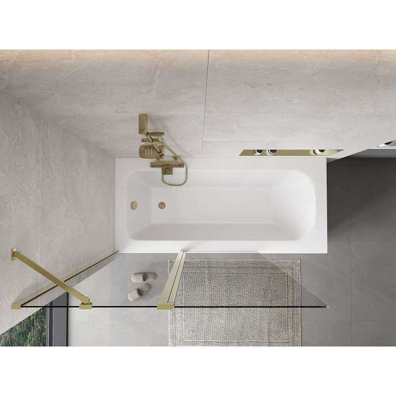 Mexen Mist параван за вана 2-крила 120 x 150 cm, прозрачен, златист - 8A9-120-011-50-00