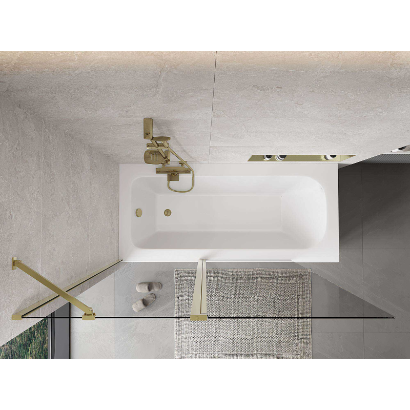 Mexen Mist 2-крилен душ параван 140 x 150 см, прозрачен, златен - 8A9-140-011-50-00