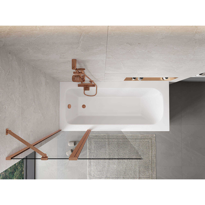 Mexen Mist параван за вана 2-крилен 100 x 150 cm, прозрачен, четкан мед - 8A9-100-011-65-00