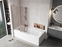 Mexen Mist параван за вана, 2-крилен, 120 x 150 cm, прозрачен, матирано медно покритие - 8A9-120-011-65-00