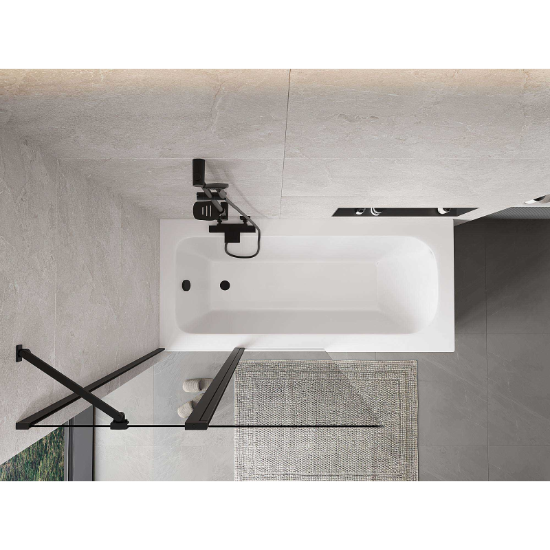 Mexen Mist двукрилен параван за вана 100 x 150 cm, прозрачен, черен - 8A9-100-011-70-00