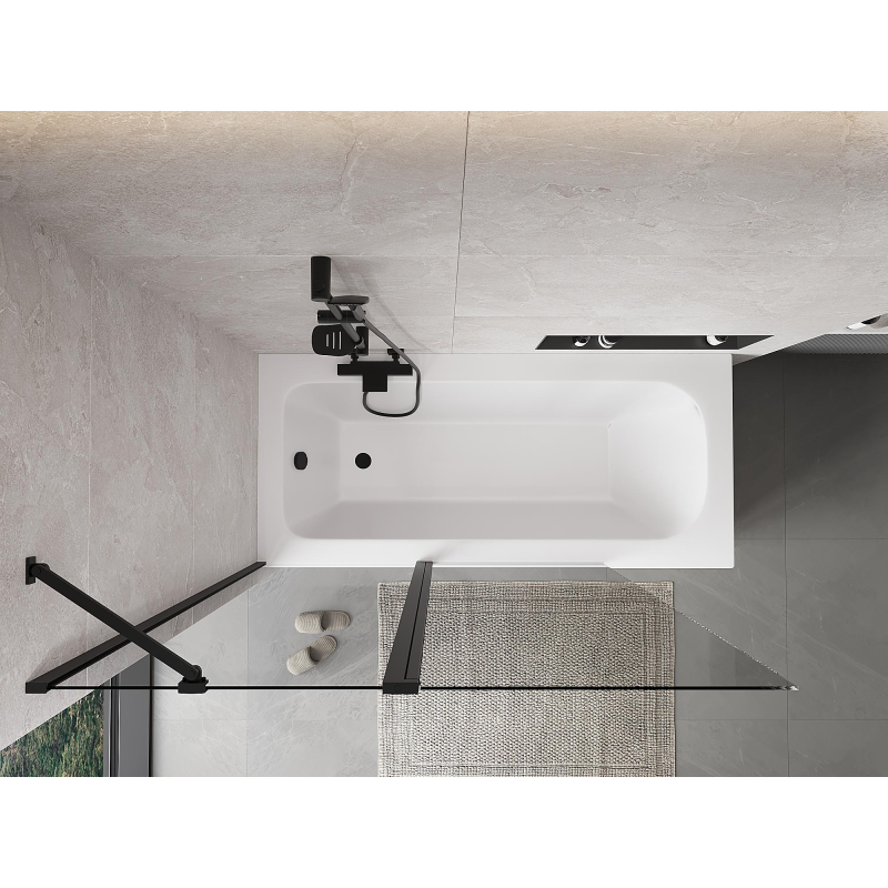 Mexen Mist двукрилен параван за вана 130 x 150 см, прозрачен, черен - 8A9-130-011-70-00