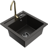 Mexen Vito мивка от гранит с едно корито и кухненски смесител Telma, черно/златист металик - 6503-75-670200-50-B