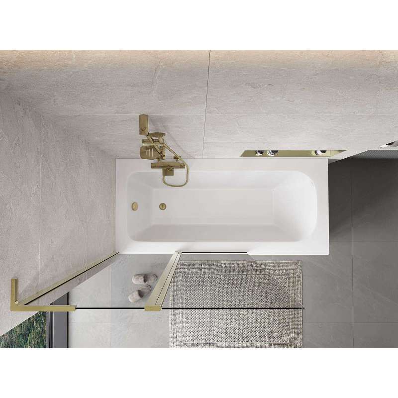 Mexen Mist L параван за вана 2-крилен 110 x 150 см, прозрачен, златист - 8A9L-110-011-50-00