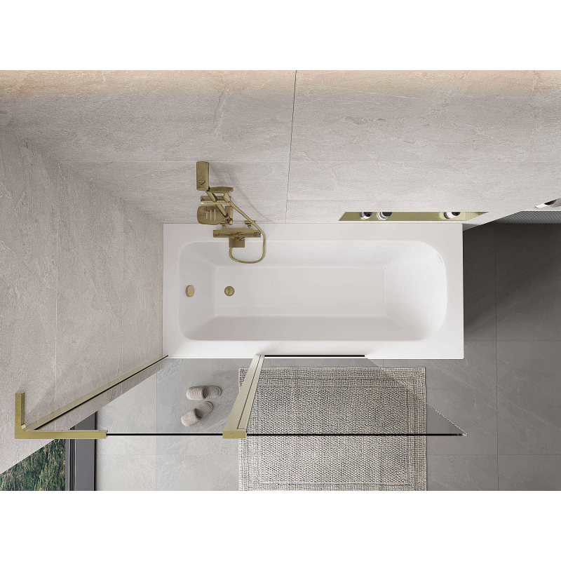 Mexen Mist L параван за баня с 2 крила 120 x 150 см, прозрачен, златен - 8A9L-120-011-50-00