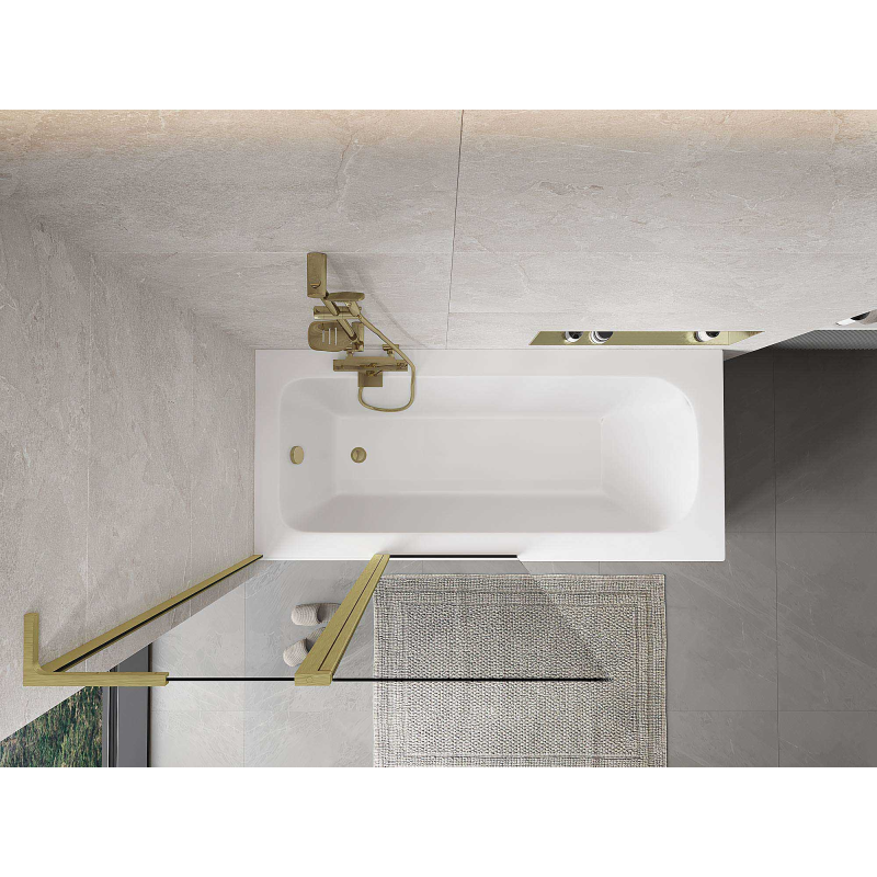 Mexen Mist L параван за вана с 2 крила 100 x 150 см, прозрачен, златен четкан - 8A9L-100-011-55-00