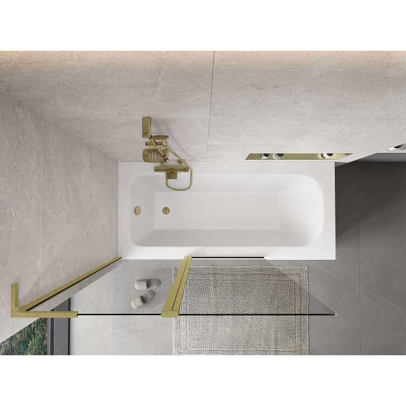 Mexen Mist L баня преграда 2-крила 120 x 150 см, прозрачна, златна четкана - 8A9L-120-011-55-00