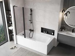 Mexen Mist L параван за баня с 2 крила 110 x 150 см, прозрачен, черен - 8A9L-120-011-70-00