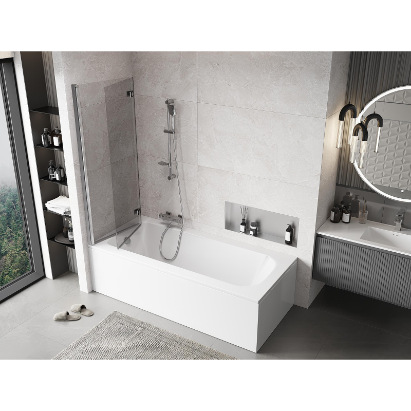 Mexen Mist двукрилен ляв параван за вана 120 x 150 см, прозрачен, хром - 8A9-120-002-01-00-L