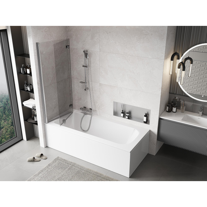 Mexen Mist параван за вана 2-крила ляв 130 x 150 см, прозрачен, хром - 8A9-130-002-01-00-L