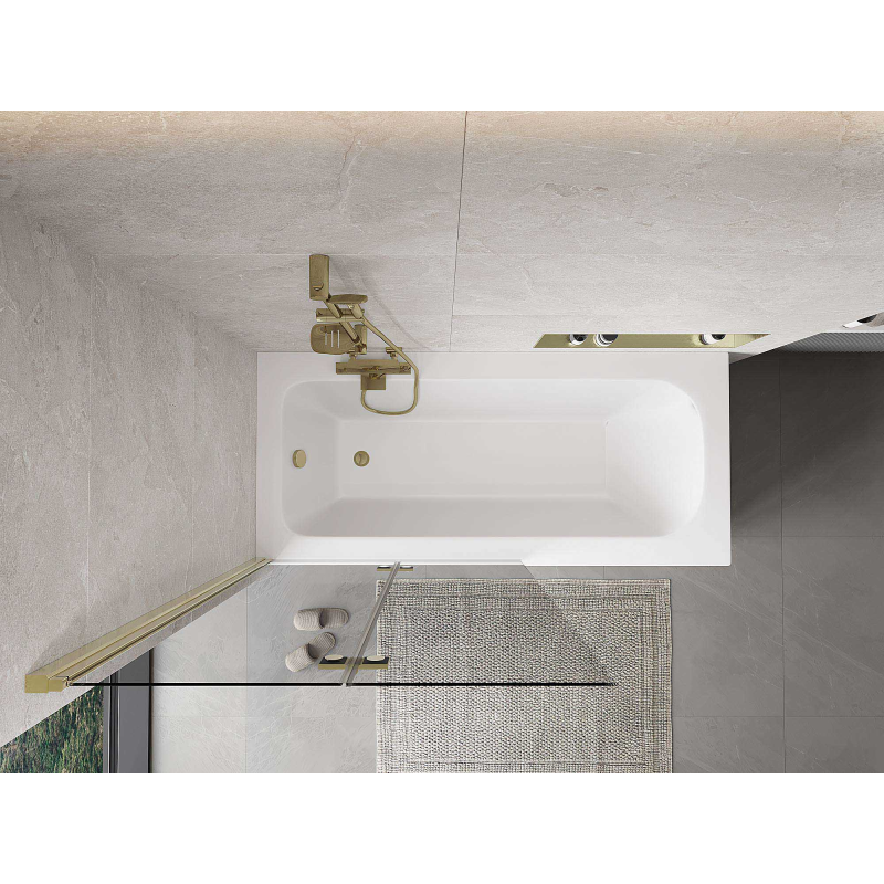 Mexen Mist параван за баня 2-крилен ляв 100 x 150 см, прозрачен, златист - 8A9-100-002-50-00-L