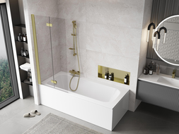 Mexen Mist душ-преграда 2-крилна лява 80 x 150 cm, прозрачна, златно матирана - 8A9-080-002-55-00-L