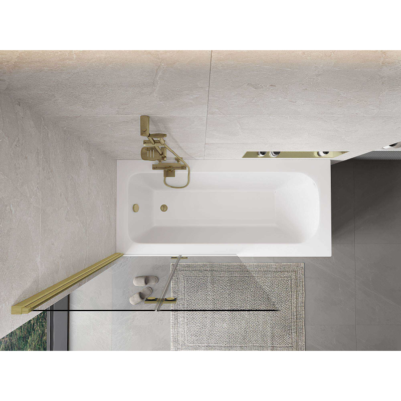 Mexen Mist параван за вана 2-крилен ляв 100 x 150 см, прозрачен, златен четкан - 8A9-100-002-55-00-L