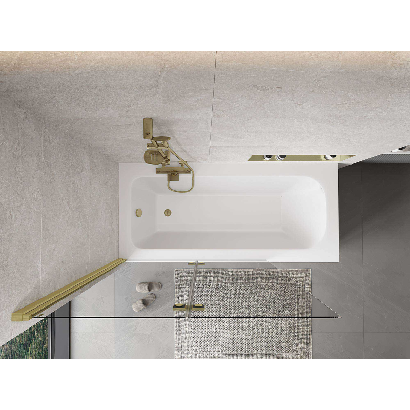 Mexen Mist параван за вана 2-крилен ляв 120 x 150 cm, прозрачен, златист четкан - 8A9-120-002-55-00-L