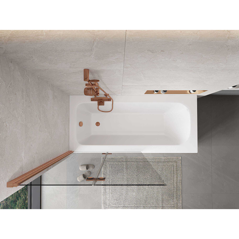 Mexen Mist двукрилен ляв параван за вана 100 x 150 cm, прозрачен, четкана мед - 8A9-100-002-65-00-L