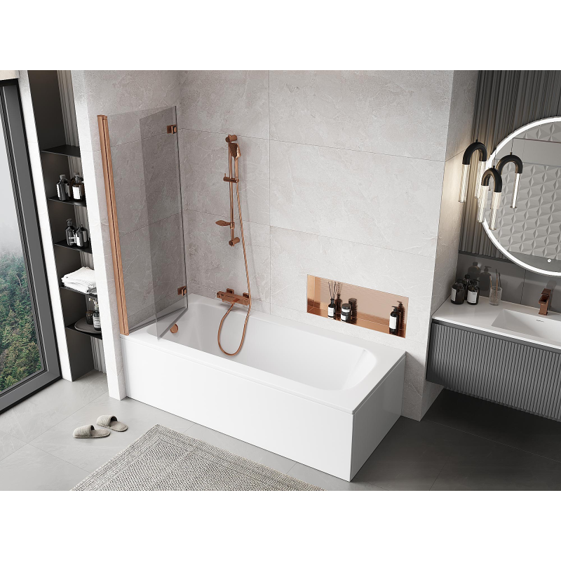 Mexen Mist душ параван 2-крилен ляв 110 x 150 см, прозрачен, четкана мед - 8A9-110-002-65-00-L