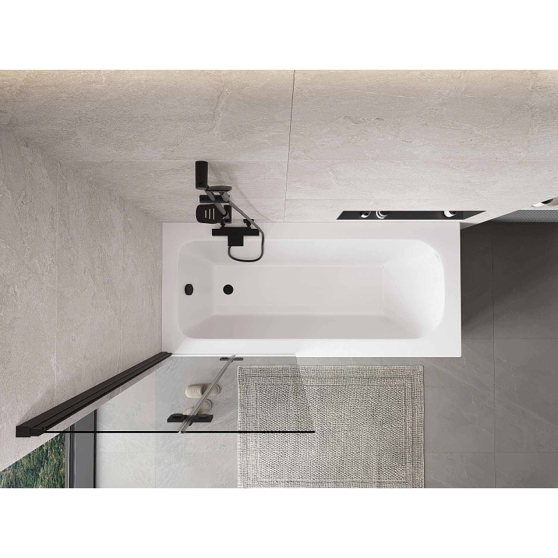 Mexen Mist параван за вана 2-крилен ляв 80 x 150 см, прозрачен, черен - 8A9-080-002-70-00-L