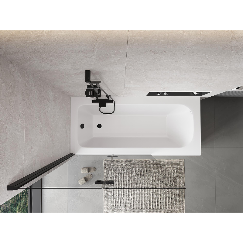 Mexen Mist подвижен параван за баня, двукрилен, ляв, 110 x 150 см, прозрачен, черен - 8A9-110-002-70-00-L