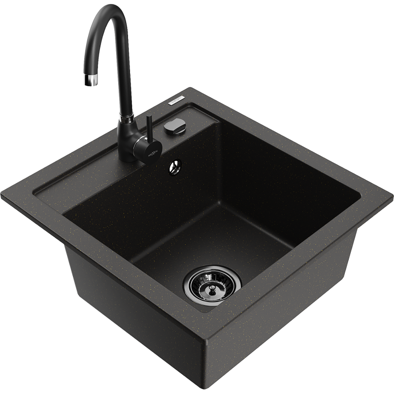 Mexen Vito гранитна кухненска мивка с 1 отделение с кухненски смесител Telma,