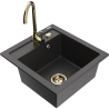 Mexen Vito гранитна мивка с 1 отделение и кухненски смесител Telma, черна на