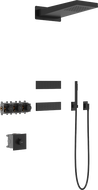Mexen Fall вграден душ комплект, черен - 7602-04-70
