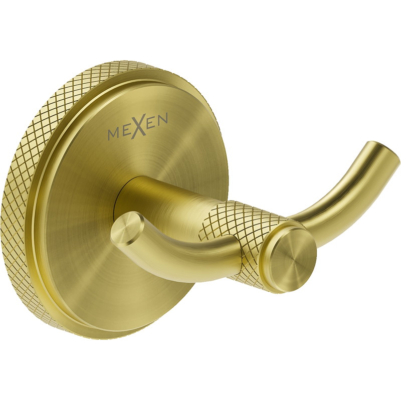 Mexen Gravo двойна закачалка за кърпи, златна четка - 70A93012-55