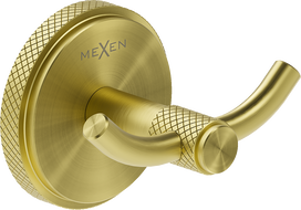 Mexen Gravo двойна закачалка за кърпи, златна четка - 70A93012-55