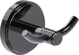 Mexen Gravo двоен кука за кърпа, черен хром - 70A93012-73