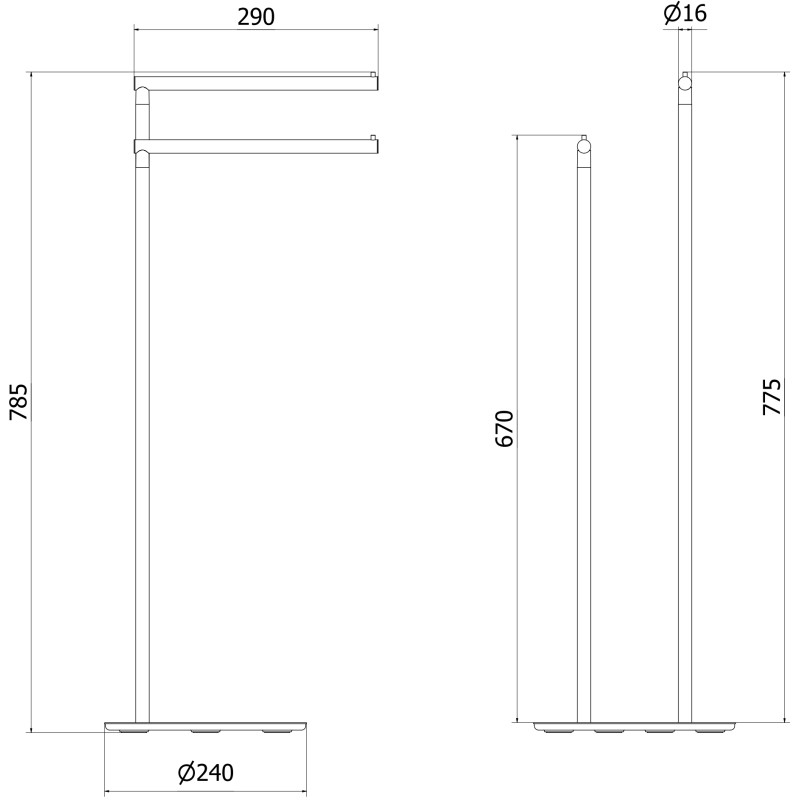 Mexen Loop стоящa стойка за кърпи, черна - 70A71096-70