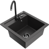 Mexen Vito гранитна мивка с една камера и кухненски смесител Telma, черно петнисто - 6503-76-670200-70-B