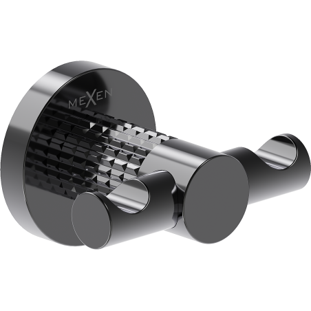Mexen Triv двойна кука за кърпи, черен хром - 70A33012-73
