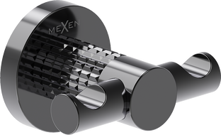 Mexen Triv двойна кука за кърпи, черен хром - 70A33012-73