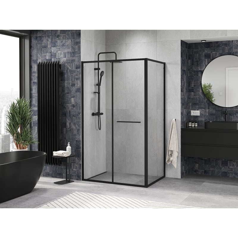 Mexen Linea плъзгаща се душ кабина 80 x 90 см, прозрачна, черна - 8E1-080-090-70-70