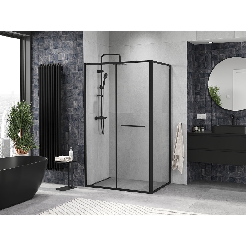 Mexen Linea плъзгаща се душ кабина 100 x 95 см, прозрачна, черна - 8E1-100-095-70-70