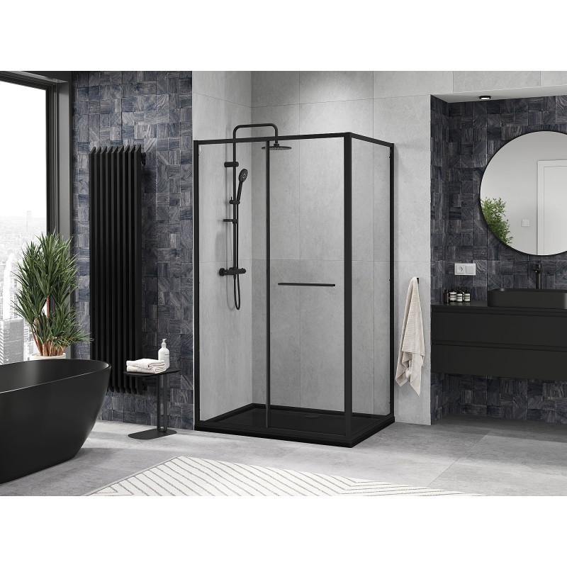 Mexen Linea плъзгаща се душ кабина 100 x 95 см, прозрачна, черна - 8E1-100-095-70-70